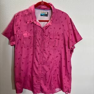 Magellan Fish Gear Pink Bird Print Fishing Shirt XXL Moisture Wicking